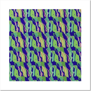 Contemporary Retro Abstract Navy Blue Surface Pattern - Hall of Mirrors Posters and Art